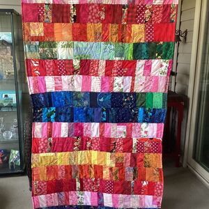 NWT. Hand Crafted Colorful Patchwork Quilt ROYGBIV!